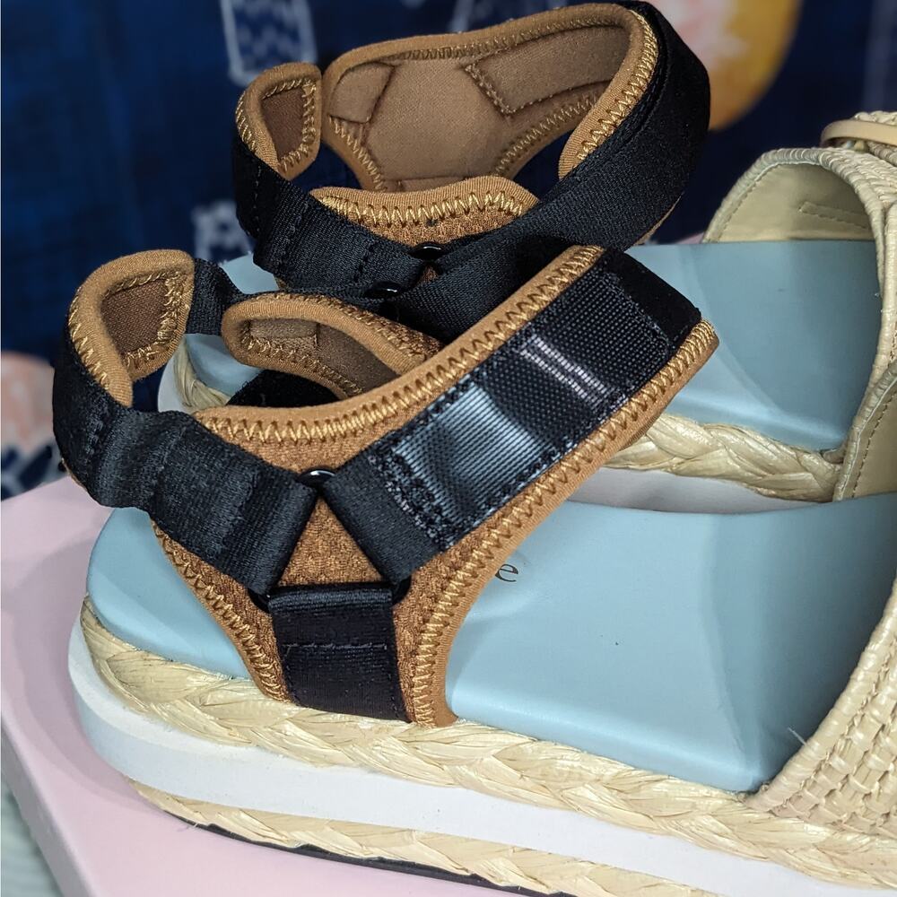 Kate Spade Acapulco Raffia Platform Sandals Natural Gingerbread Women's Size 9B - Picture 8 of 12